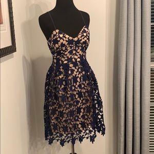 Dina be dress. XS. Blue with nude background.